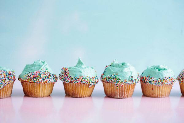 line of cupcakes - symbolizing sugar cravings during perimenopause